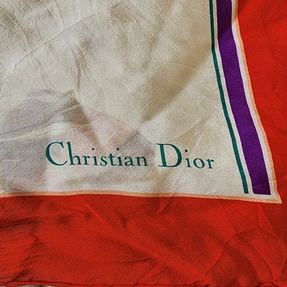 Christian Dior Striped Hand-Rolled Silk Scarf 30" X 32" - Picture 5 of 5